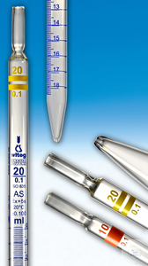 Pipette thẳng 20 : 0,1ml, class A, vạch chia màu xanh